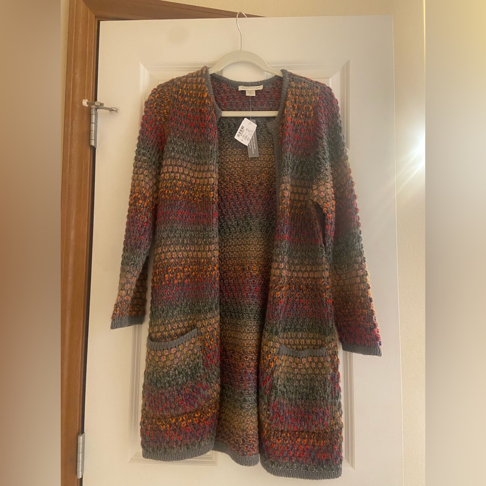 NWT Christopher & Banks Open long Cardigan Ladies - Rainbow multicolor